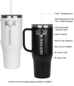 40 Oz Travel Mug Stainless Steel Laser Engraved | 2 Colors