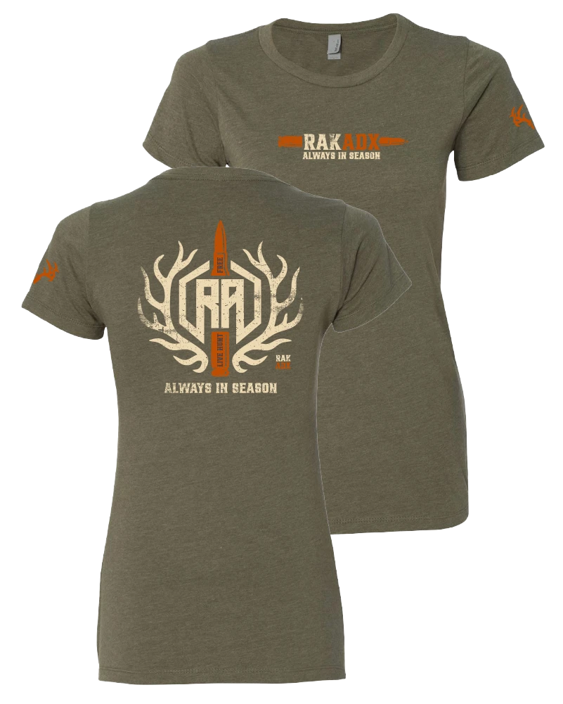 Ladies "Bone & Brass" Military Green Tee Shirt 3 Ladies "Bone & Brass" Military Green Tee Shirt