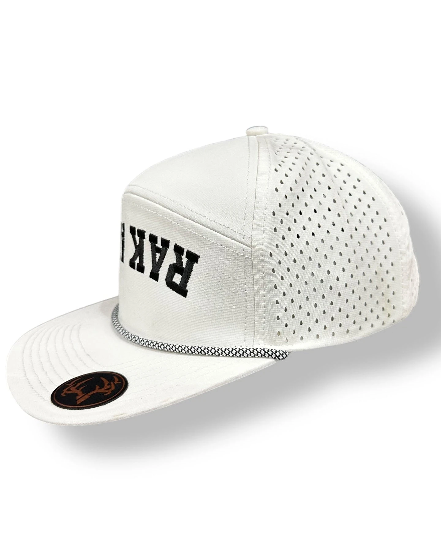 "UpWards Down" White 7 Panel Water Repellent FlatBill Snapback Trucker 4 "UpWards Down" White 7 Panel Water Repellent FlatBill Snapback Trucker - Image 2