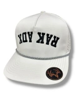 "UpWards Down" White 5 Panel Water Repellent Snapback Trucker