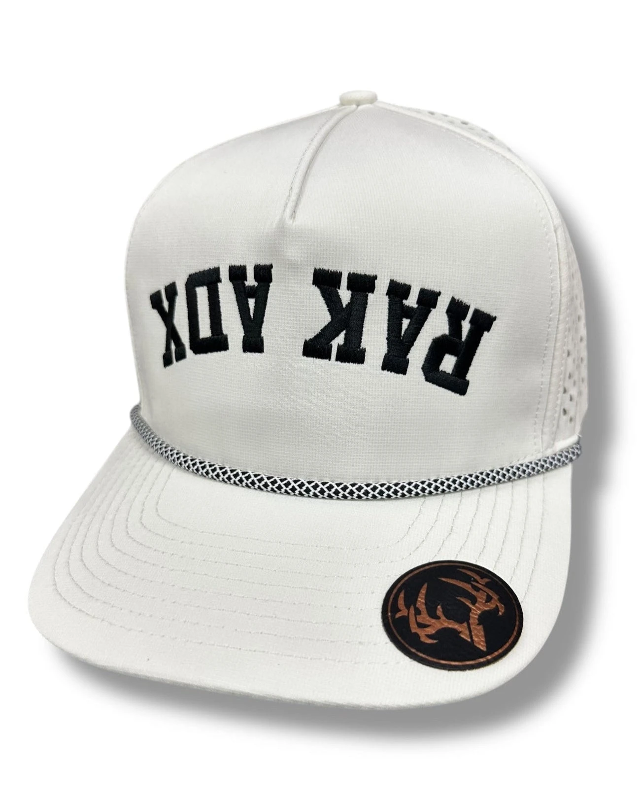 "UpWards Down" White 5 Panel Water Repellent Snapback Trucker 3 "UpWards Down" White 5 Panel Water Repellent Snapback Trucker