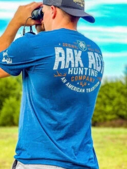 American Tradition Tee -RakAdx american tradition tee shirt rakadx small deep turquoise fleck color on model is more accurate