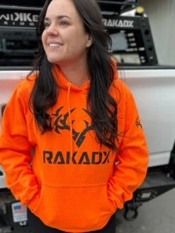 Blaze Orange Uni-Sex Hoodie -RakAdx blaze orange uni sex hoodie seasonal wear rakadx