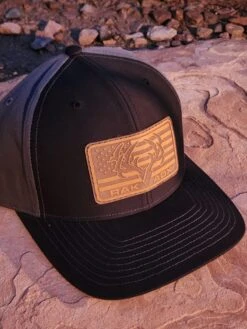 RakBuck Leather Flag Trucker Hat -RakAdx rakbuck leather flag trucker hat headwear rakadx osfm 2