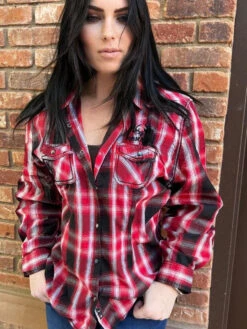 Womens Jasper Western Shirt | Red - Clearance -RakAdx womens jasper western shirt red clearance ladies shirt rakadx